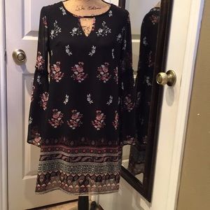 Floral black dress M